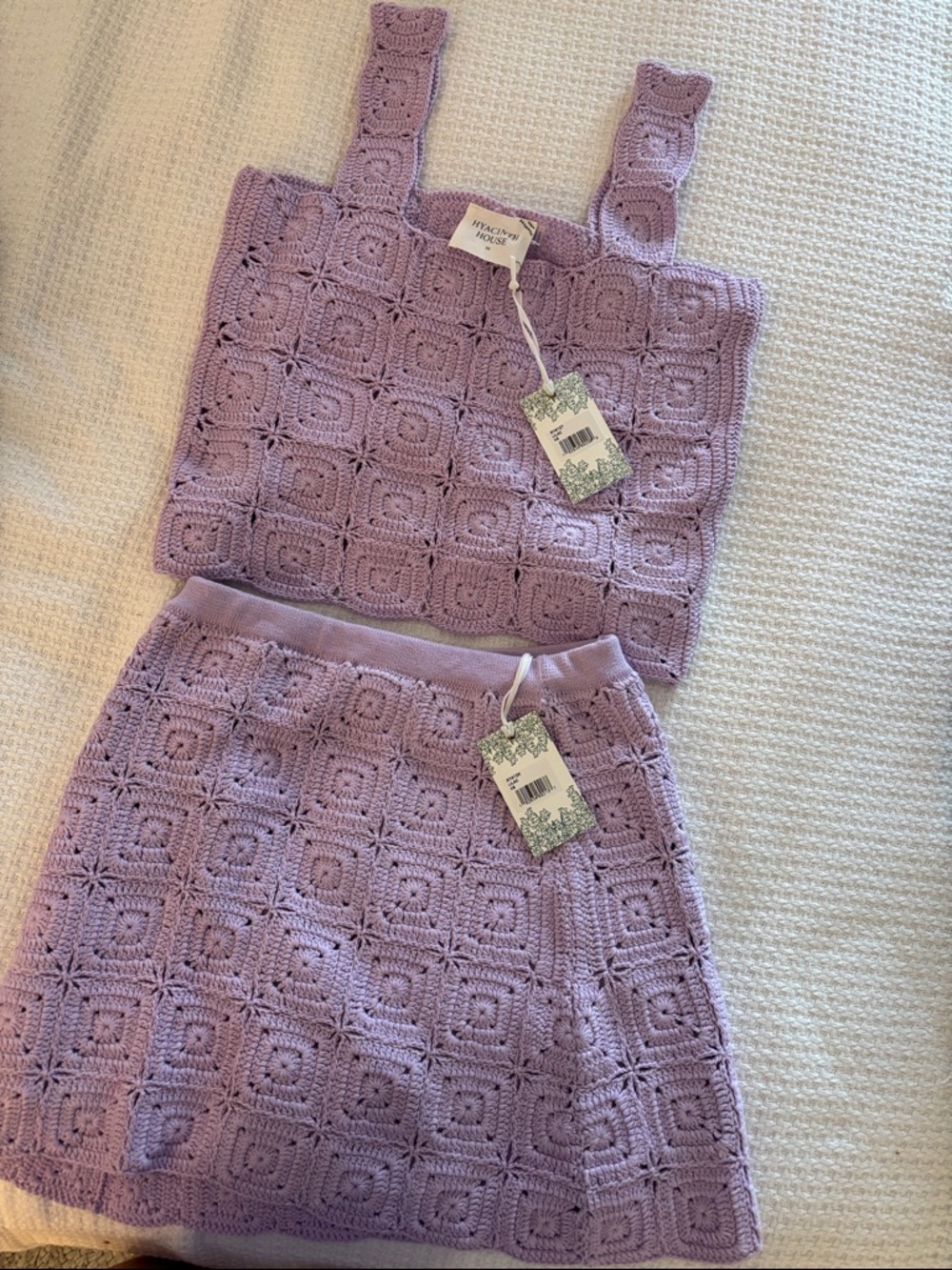 Tuckernuck Lavender Crochet Knit Skirt Set - Women's Two-Piece